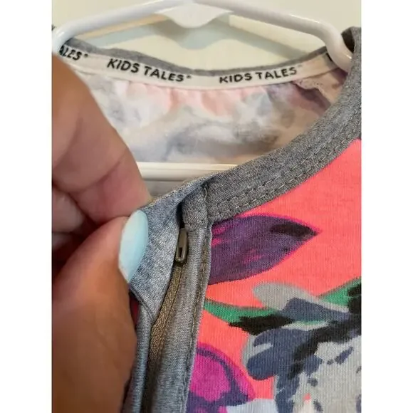 Kid Tales short sleeve one piece pants floral zip lightweight Size 73 US 6-9 m - Picture 4 of 8